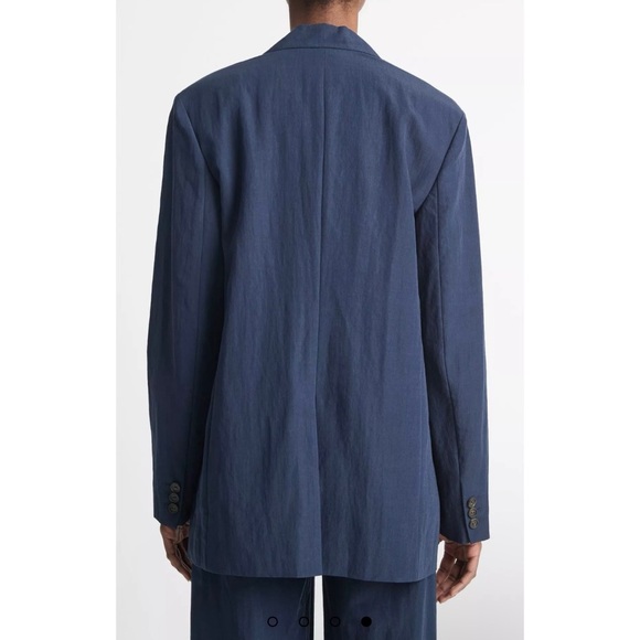 Vince Relaxed Textured Blazer Navy NEW - Picture 2 of 6